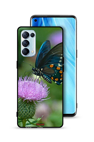 Tolwak غطاء حماية لهاتف Oppo Reno5 Pro 5G بتصميم فراشة على زهرة