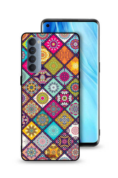 Tolwak غطاء حماية لهاتف Oppo Reno4 Pro 4G بنمط مربعات ماندالا