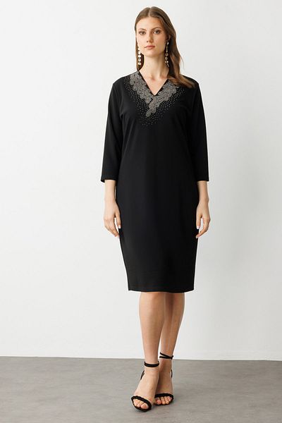 Ekol Half Sleeve Blouse with Stone Embroidery on the Collar