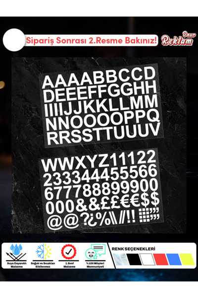 Onur Reklam Kırmızı Harf ve Rakam Sticker Seti – Kendinden Yapışkanlı Alfabe ...