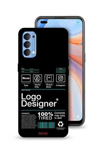Tolwak Oppo Reno4 4G Protective Case Cover Logo Designer Sticker