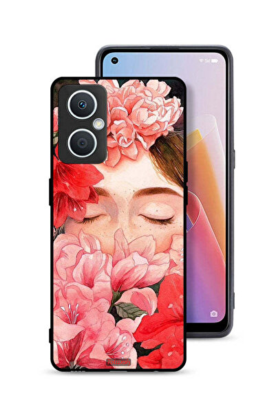 Tolwak جراب حماية لهاتف Oppo A96 5G (الصين) مع وجه فتاة مختبئة في فن الزهور