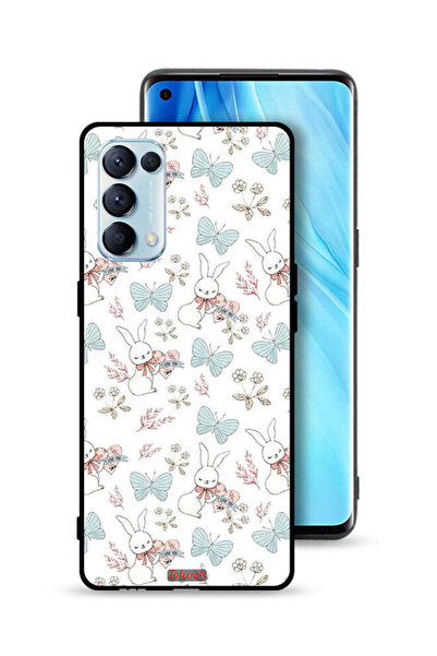 Tolwak غطاء حماية لهاتف Oppo Reno5 Pro 5G بطبعة أرنب وفراشات