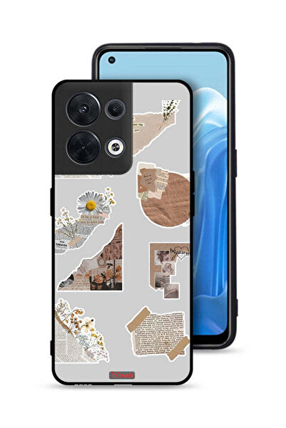 Tolwak غطاء حماية لهاتف Oppo Reno8 5G مصنوع من قطع من الملصقات الورقية