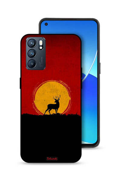 Tolwak غطاء حماية لهاتف Oppo Reno6 5G برسومات الغزال والقمر