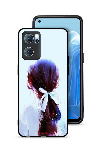 Tolwak غطاء حماية لهاتف Oppo Reno7 5G بتصميم ربطة شعر مع رباط شعر وفن فتاة