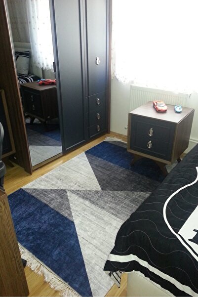 CENTER AVM Lacivert Halı Çocuk Odası Halısı Makinede Yıkanabilir Kaymaz Taban...