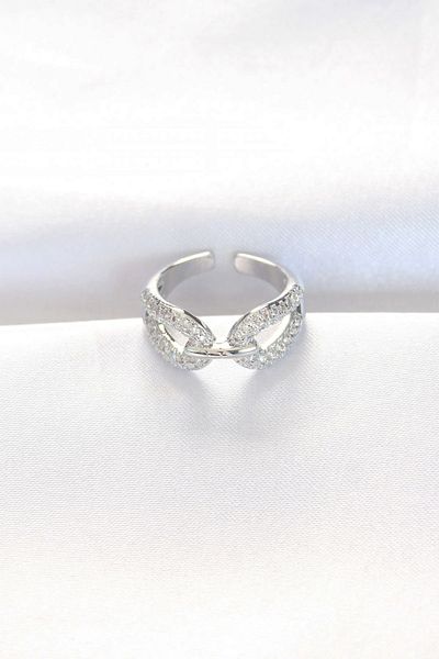 Clariss Silver Color Adjustable Ring with Zircon Stone