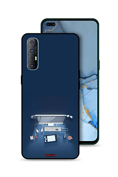 Tolwak غطاء حماية لجهاز Oppo Reno3 Pro 4G بتصميم فني على مكتب الكمبيوتر