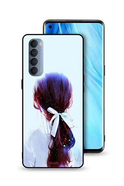 Tolwak غطاء حماية لهاتف Oppo Reno4 Pro 4G بتصميم ربطة شعر مع رباط شعر وفن فتاة