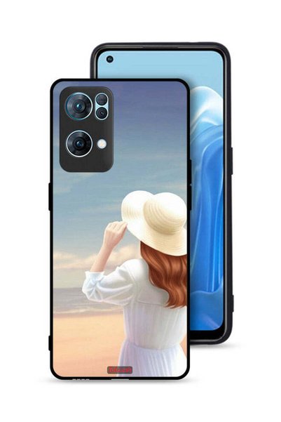 Tolwak غطاء حماية لهاتف Oppo Reno7 Pro 5G بنقشة قبعة فتاة واقفة