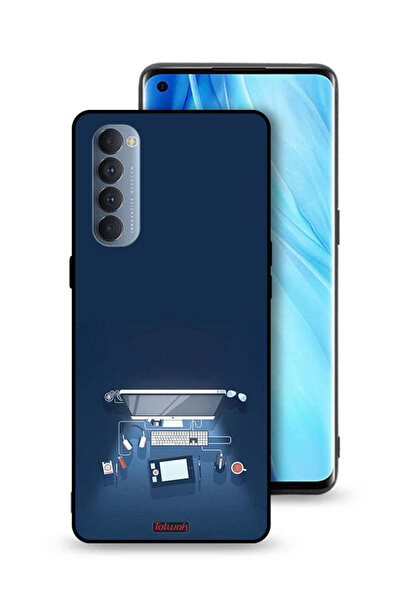 Tolwak غطاء حماية لجهاز Oppo Reno4 Pro 4G بتصميم فني على مكتب الكمبيوتر