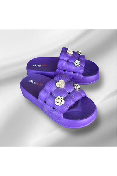 AkınalBella Women's Drawstring Model Soft Ultrasoft Orthopedic Sole Stone Slippers