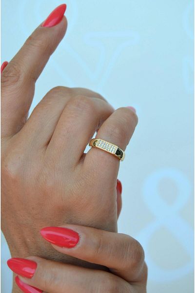 Sacce Scarves&Accessories Little Finger Ring Quadrilateral Model with Zircon Stone