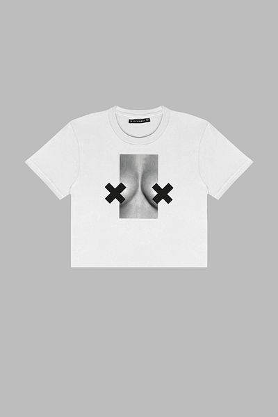 Sekizbiraltı Send Nudes Printed White Crop Top