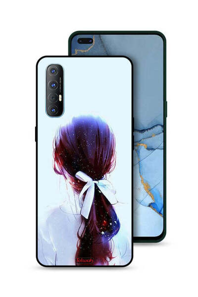 Tolwak غطاء حماية لهاتف Oppo Reno3 Pro 4G بتصميم ربطة شعر مع رباط شعر وفن فتاة
