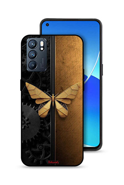 Tolwak Oppo Reno6 5G Protective Case Cover Steel Butterfly