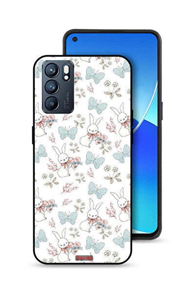 Tolwak غطاء حماية لهاتف Oppo Reno6 5G بطبعة أرنب وفراشات
