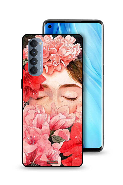 Tolwak غطاء حماية لهاتف Oppo Reno4 Pro 4G برسومات زهور ووجه فتاة مخفي