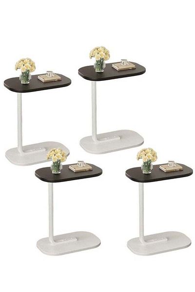 Taimi 4 pieces C-Shaped Side Table Elegant Desig with Metal Frame 45x30x60cm-Black Color With White Frame