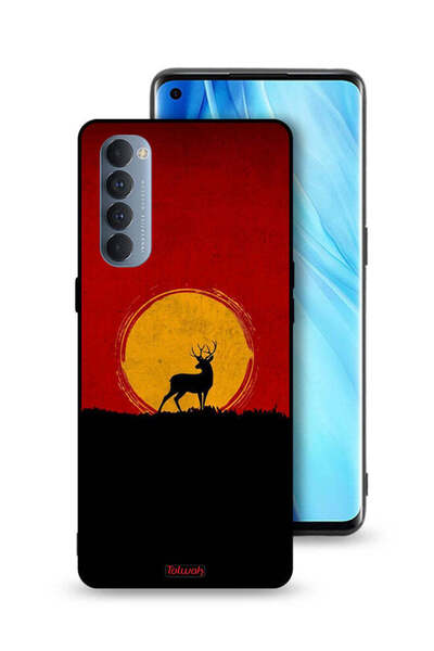 Tolwak غطاء حماية لهاتف Oppo Reno4 Pro 4G برسومات الغزال والقمر