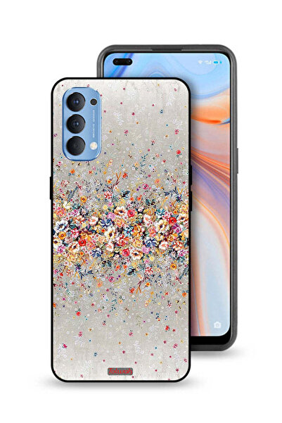 Tolwak غطاء حماية Oppo Reno4 4G بنقشة زهور صغيرة وفن تجريدي