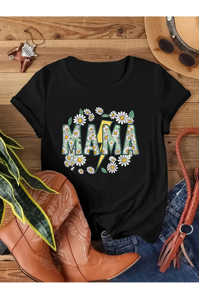 MAGORS ΓΥΝΑΙΚΕΙΟ ΜΠΛΟΥΖΑ MAMA PRINTED CREW NECK ΒΑΜΒΑΚΙ ΚΑΝΟΝΙΚΟ ΚΟΜΜΑΤΙ