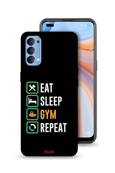 Tolwak غطاء حماية لهاتف Oppo Reno4 4G Eat Sleep Gym Repeat