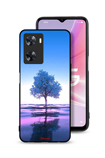 Tolwak غطاء حماية لهاتف Oppo A57s بتصميم شجرة نيون وانعكاس مائي - فن رقمي