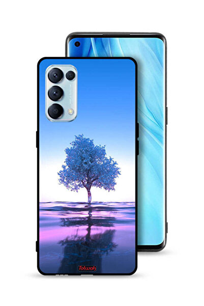 Tolwak غطاء حماية لهاتف Oppo Reno5 Pro 5G بتصميم شجرة نيون وانعكاس مائي فني رقمي