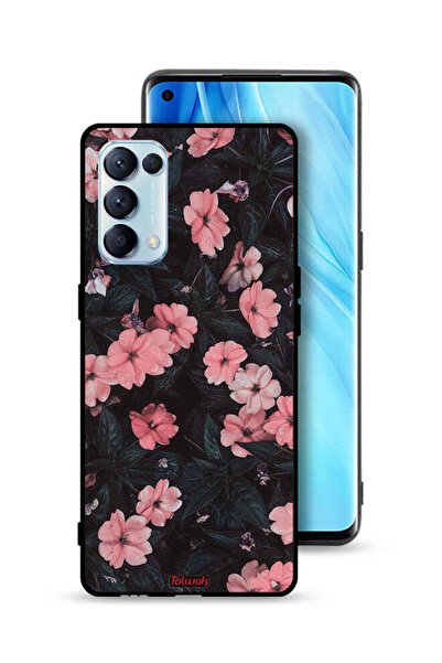Tolwak غطاء حماية لهاتف Oppo Reno5 Pro 5G - لون الخوخ والورود الصغيرة