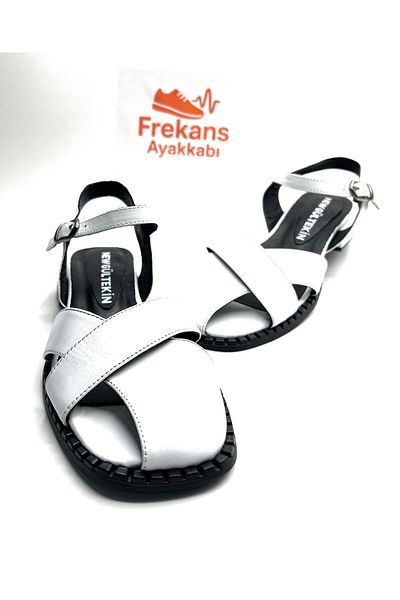 NEWGÜLTEKİN Genuine Leather Soft Comfortable Fit Stylish Sandals with Ankle Belt