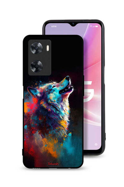 Tolwak غطاء حماية لهاتف Oppo A77s - فن الذئب الملون