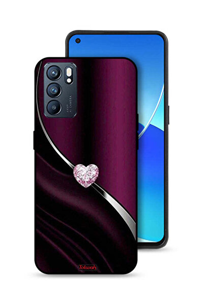 Tolwak غطاء حماية Oppo Reno6 5G بتصميم قلب ماسي