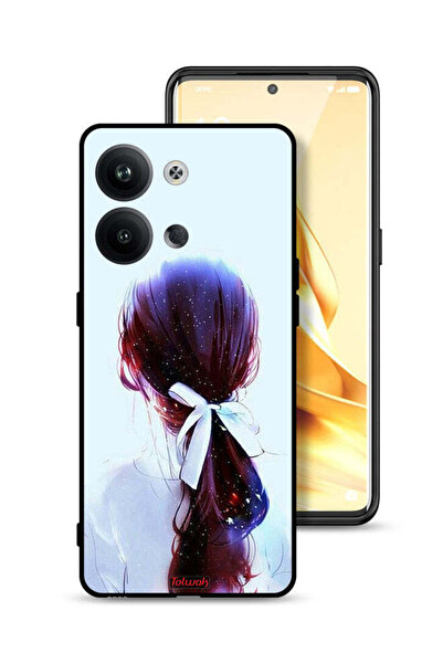 Tolwak غطاء حماية Oppo Reno9 Pro 5G بتصميم ربطة شعر مع رباط شعر وفن فتاة