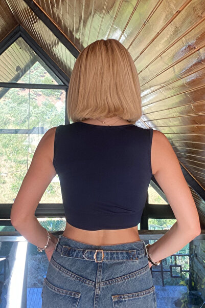 moddosa fashion Кроп-топ з коміром-хомутом для жінок