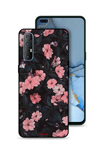 Tolwak غطاء حماية لهاتف Oppo Reno3 Pro 4G - لون الخوخ والورود الصغيرة
