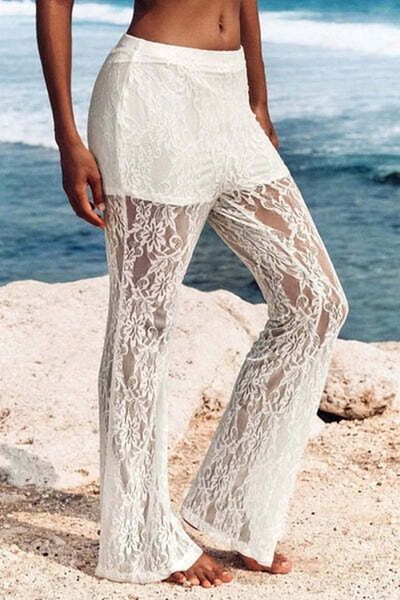 StreetWear Outlet Pantaloni Dama, Din Dantela, Talie Inalta, Croiala Regular Fit