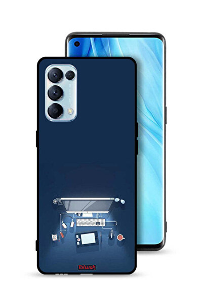 Tolwak غطاء حماية لجهاز Oppo Reno5 Pro 5G بتصميم فني على مكتب الكمبيوتر