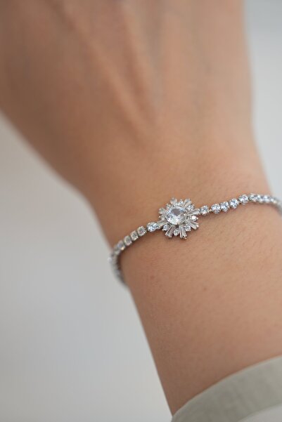 Ladies&Gentlemen سوار حجر الزركون على شكل ندفة الثلج (فضي)