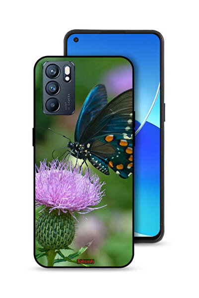 Tolwak غطاء حماية لهاتف Oppo Reno6 5G بتصميم فراشة على زهرة