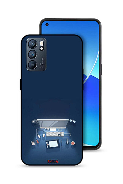 Tolwak غطاء حماية لجهاز Oppo Reno6 5G بتصميم فني على شكل مكتب كمبيوتر