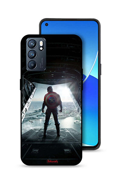 Tolwak غطاء حماية لهاتف Oppo Reno6 5G بتصميم صورة كابتن أمريكا
