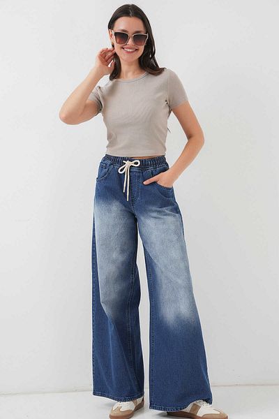 GABRİA Gabria Waist Elastic Wide Leg Jeans