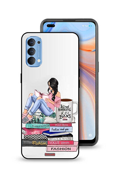 Tolwak غطاء حماية لهاتف Oppo Reno4 4G بتصميم فتاة وكتب أزياء فنية