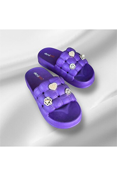 AkınalBella Women's Drawstring Model Soft Ultrasoft Orthopedic Sole Stone Slippers