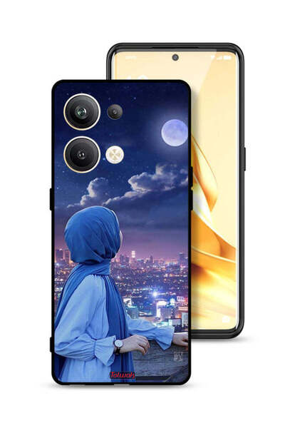 Tolwak غطاء حماية لهاتف Oppo Reno9 Pro Plus 5G بنظرة على فتاة محجبة من القمر