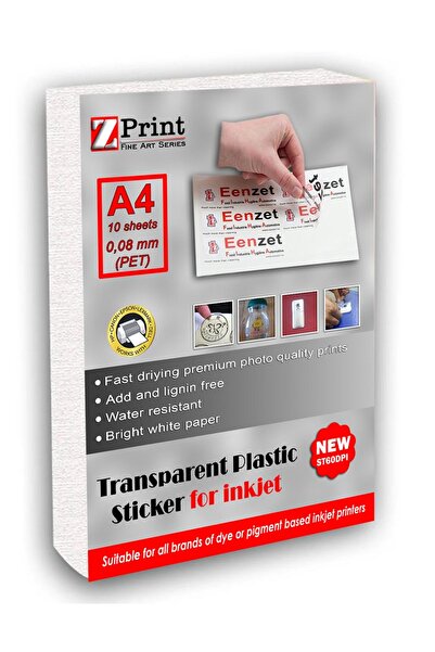 zprint Semi Transparent Tear-Resistant Plastic Sticker A4 10 Leaves (Epson.Ca...