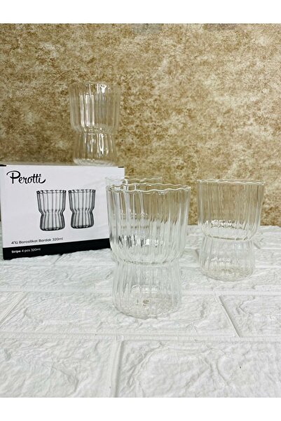 PerottiHome Set of 4 320 ml Borosilicate Glass Cups