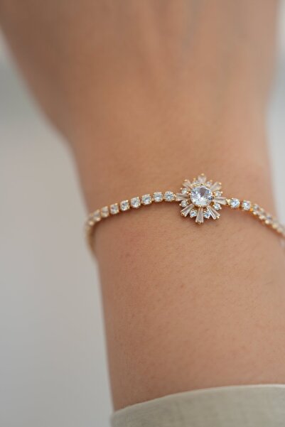 Ladies&Gentlemen سوار حجر الزركون على شكل ندفة الثلج (ذهبي)